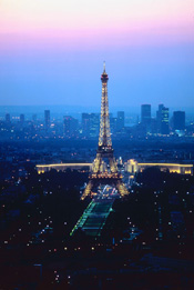 Eiffel tower at sunset, Paris, France, Europe